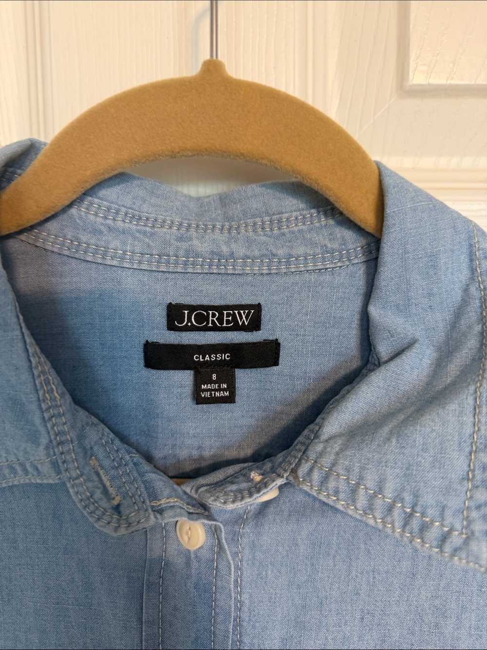 J. Crew Light Wash Denim Button-Down Shirt - Picture 2 of 3